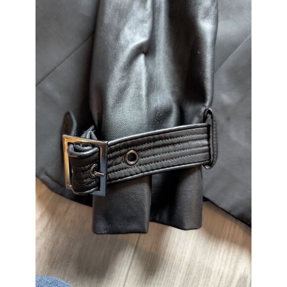 Steve Madden Womens Black Double-Breasted Trench Coat M - Picture 5 of 8